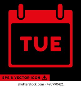 Tuesday Calendar Page icon. Vector EPS illustration style is flat iconic symbol, red color.