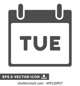 Tuesday Calendar Page icon. Vector EPS illustration style is flat iconic symbol, gray color.