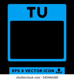 Tuesday Calendar Page icon. Vector EPS illustration style is flat iconic symbol, blue color.