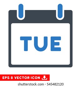 Tuesday Calendar Page icon. Vector EPS illustration style is flat iconic bicolor symbol, smooth blue colors.
