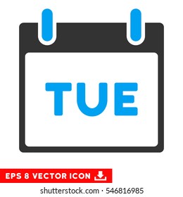 Tuesday Calendar Page icon. Vector EPS illustration style is flat iconic bicolor symbol, blue and gray colors.