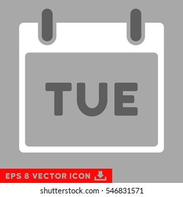 Tuesday Calendar Page icon. Vector EPS illustration style is flat iconic bicolor symbol, dark gray and white colors.