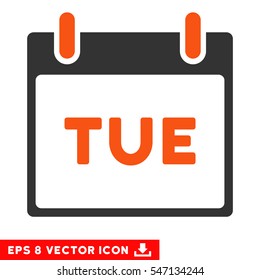 Tuesday Calendar Page icon. Vector EPS illustration style is flat iconic bicolor symbol, orange and gray colors.
