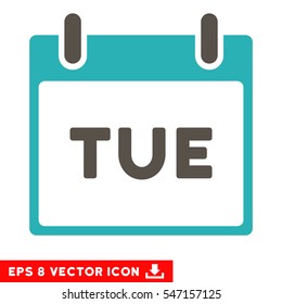 Tuesday Calendar Page icon. Vector EPS illustration style is flat iconic bicolor symbol, grey and cyan colors.