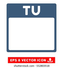 Tuesday Calendar Page icon. Vector EPS illustration style is flat iconic symbol, blue color.