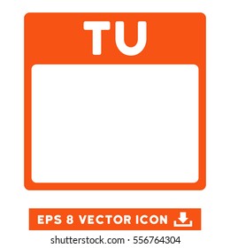 Tuesday Calendar Page icon. Vector EPS illustration style is flat iconic symbol, orange color.