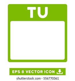 Tuesday Calendar Page icon. Vector EPS illustration style is flat iconic symbol, eco green color.