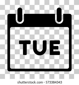 Tuesday Calendar Page icon. Vector illustration style is flat iconic symbol, black color, transparent background. Designed for web and software interfaces.