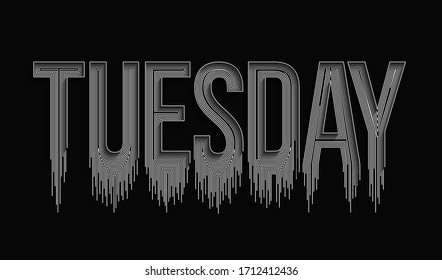 Tuesday Calligraphic line art Text shopping poster vector illustration Design.