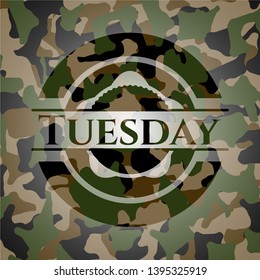 Tuesday camouflage emblem. Vector Illustration. Detailed.
