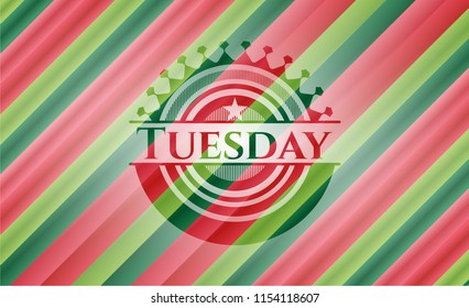 Tuesday christmas colors style emblem.