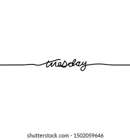 Tuesday, day of the week in a continuous line, on a white background.