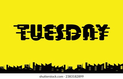 Vector de diseño del martes, ilustración de ciudad amarilla 