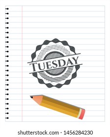 Tuesday draw (pencil strokes). Vector Illustration. Detailed.