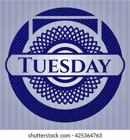 Tuesday emblem with denim high quality background