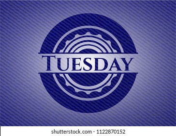 Tuesday emblem with denim texture