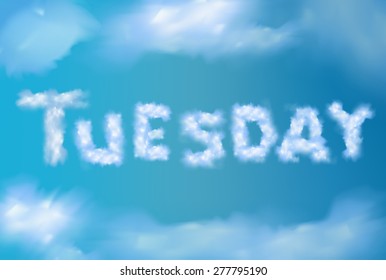 "Tuesday" Font from the realistic clouds concept