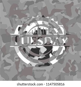 Tuesday grey camouflaged emblem