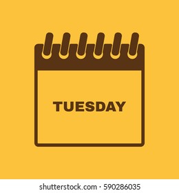 Tuesday icon. Tue and calendar, data symbol. Flat design. Stock - Vector illustration