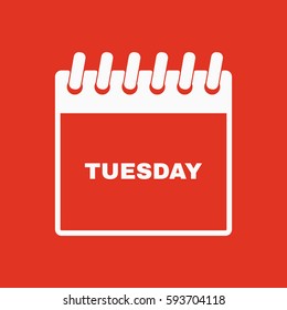 Tuesday icon. Tue and calendar, data symbol. Flat design. Stock - Vector illustration