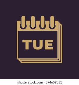 Tuesday icon. Tue and calendar, data symbol. Flat design. Stock - Vector illustration