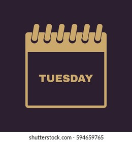 Tuesday icon. Tue and calendar, data symbol. Flat design. Stock - Vector illustration