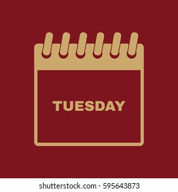 Tuesday icon. Tue and calendar, data symbol. Flat design. Stock - Vector illustration