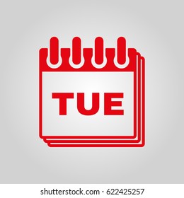Tuesday icon. Tue and calendar, data symbol. Flat design. Stock - Vector illustration