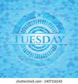 Tuesday light blue emblem with mosaic background