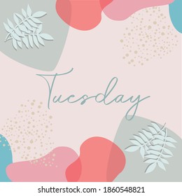 Tuesday natural social media template with leaves