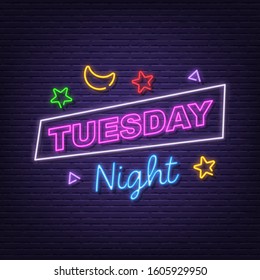 tuesday night neon signboard  day of the week vector design