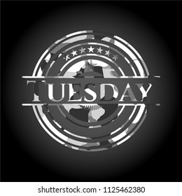 Tuesday on grey camo pattern