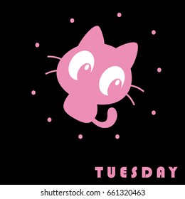 Tuesday pink color cat.
