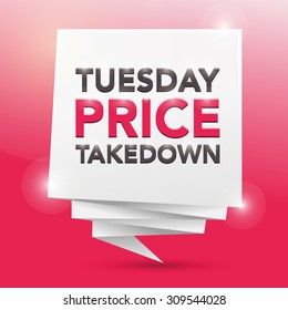 TUESDAY PRICE TAKEDOWN, poster design element