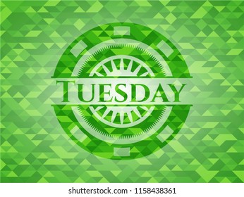 Tuesday realistic green mosaic emblem