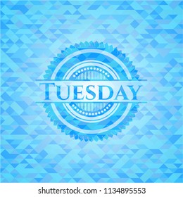 Tuesday realistic light blue mosaic emblem