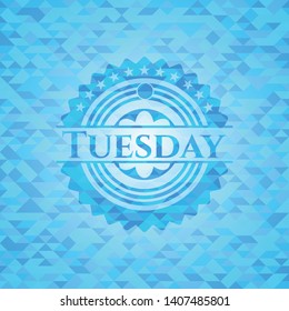 Tuesday sky blue emblem. Mosaic background