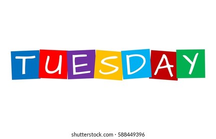 tuesday, text in colorful rotated squares