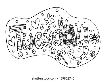 Tuesday text. Decorative style.