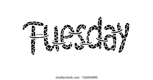 Tuesday text. Decorative style