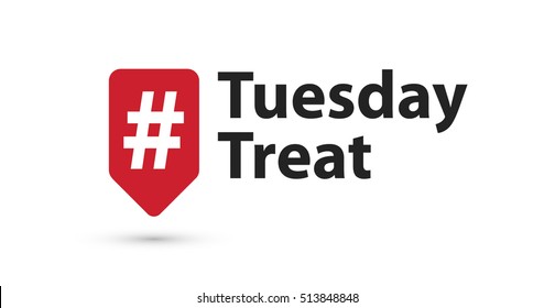 Tuesday Treat  Hashtag Inside A Red Tag For Social Media (Vector Illustration in Flat Style Design)