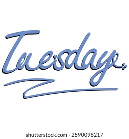 Tuesday typography with blue shadow