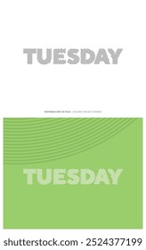 Tuesday typography editable colour effect template in line effect style. Suitable for brand, business logo or calendar design. Eps 10 vector.