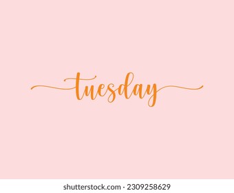 Tuesday - Vector hand drawn lettering . Modern brush calligraphy for blogs and social media. Motivation and inspiration quotes for photo overlays, greeting cards, t-shirt print, posters, invitations.