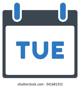 Tuesday vector icon. Style is bicolor flat symbol, smooth blue colors, rounded angles, white background.