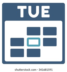Tuesday vector icon. Style is bicolor flat symbol, cyan and blue colors, rounded angles, white background.