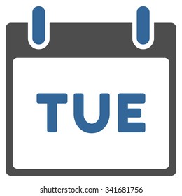 Tuesday vector icon. Style is bicolor flat symbol, cobalt and gray colors, rounded angles, white background.