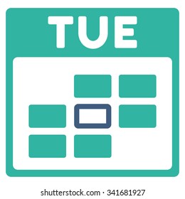 Tuesday vector icon. Style is bicolor flat symbol, cobalt and cyan colors, rounded angles, white background.