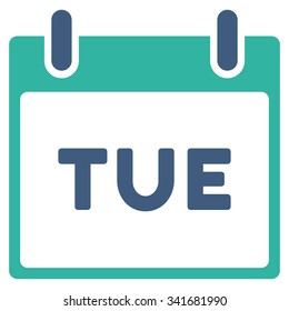 Tuesday vector icon. Style is bicolor flat symbol, cobalt and cyan colors, rounded angles, white background.