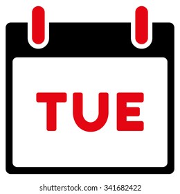 Tuesday vector icon. Style is bicolor flat symbol, intensive red and black colors, rounded angles, white background.